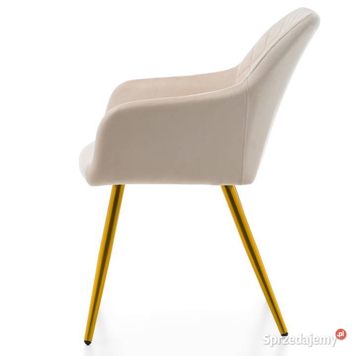 Beżowe Krzesło Todi Złote Nogi Wysyłka 24H Krzesła Tarchały Małe