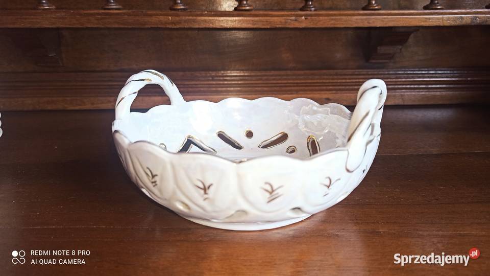 Patera MiseczkaZ uchwytami Złocona i opalizowana Porcelana i szkło Gdańsk