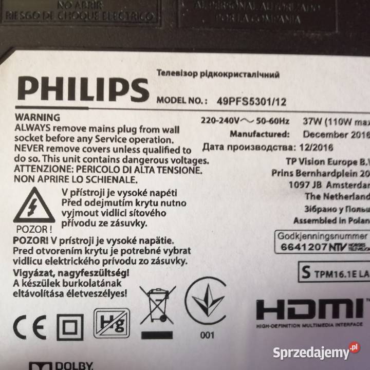 Philips 50PFS530112 Częśći Bydgoszcz