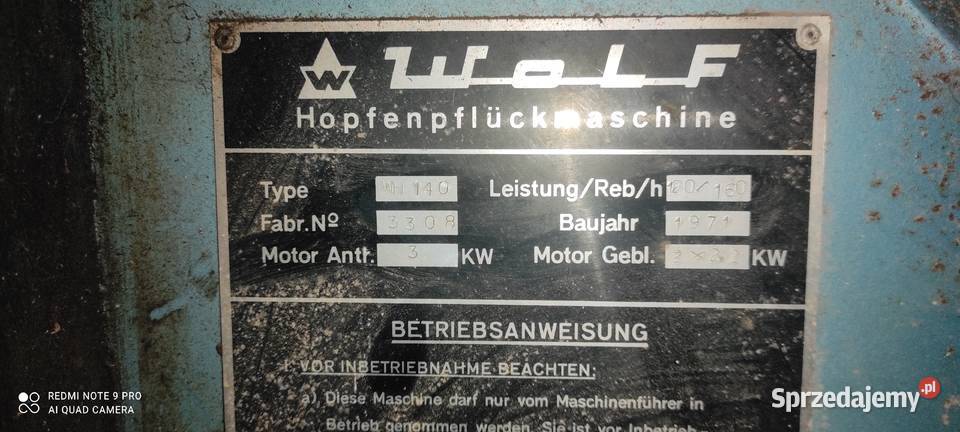 Maszyna do chmielu VOLF WH 140 nieuszkodzony Rogów