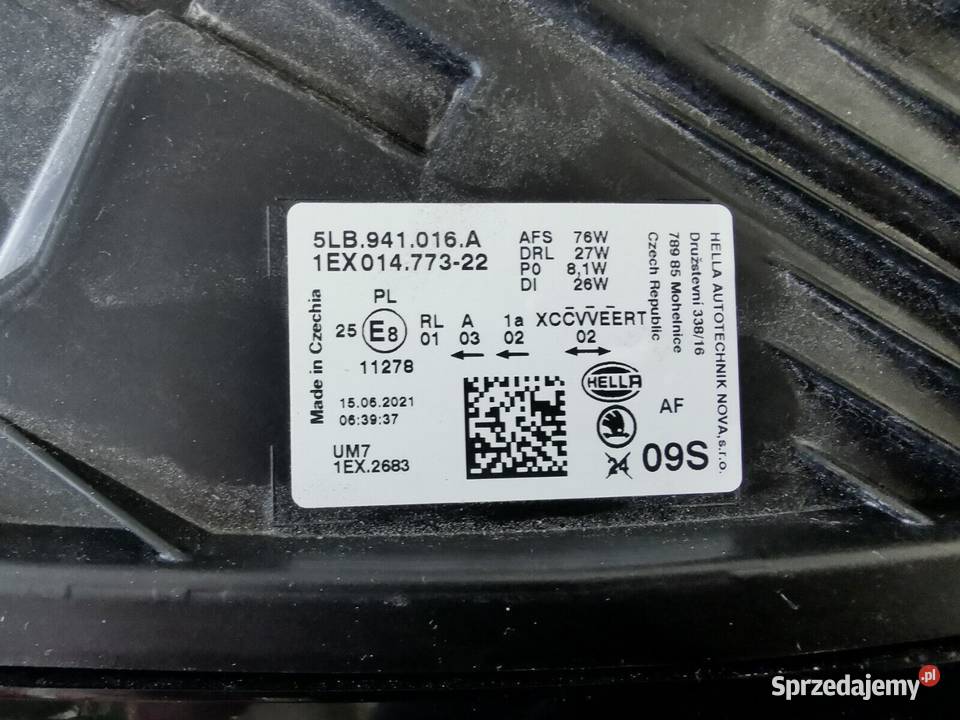 REFLEKTOR PRAWY SKODA ENYAQ iV 5lb941016A LED 2 Oświetlenie Świerzawa