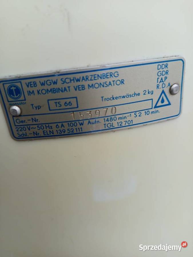Sprzedam wirówkę Textima TS 66 DDR wolnostojące Chorzów