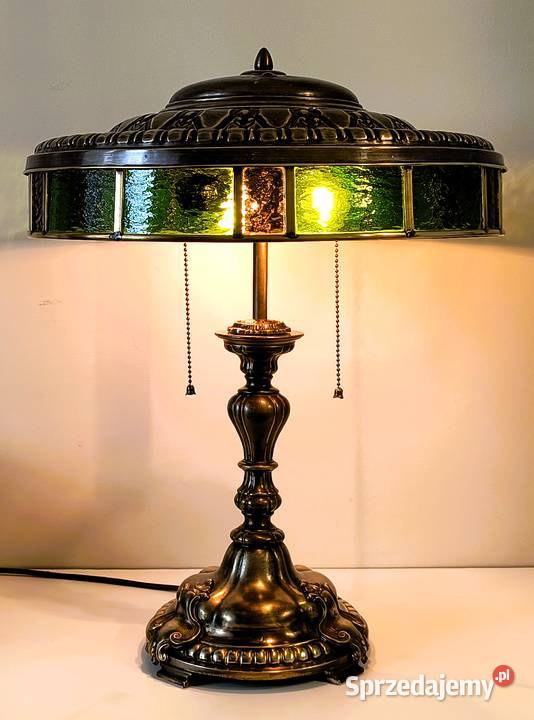 Stara lampa mosiądz witraż szkło