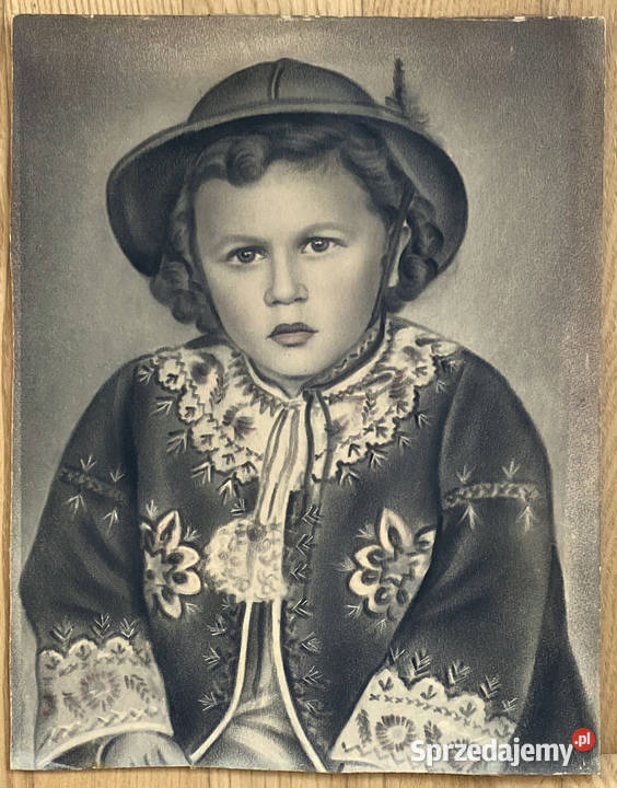 Stary Portret Dziecka Rysunek Ołówkiem Lata 30 Warszawa