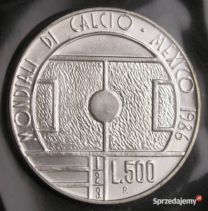 SAN MARINO 500 lirów 1986 MŚ MEKSYK SREBRO STAN Łódź