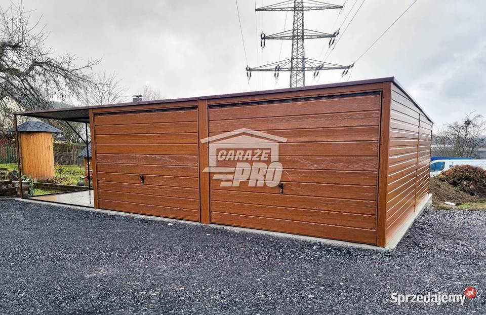 Garaż blaszany 6x6 3x6 wiata Brama uchylna GP132 blacha Nowy Tomyśl