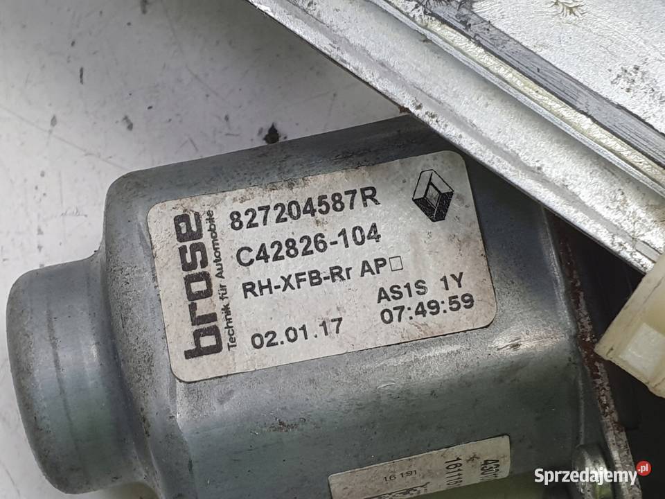 Renault Megane IV PODNOŚNIK SZYBY prawy tył Mechanizmy opuszczania szyb lubelskie Rudka
