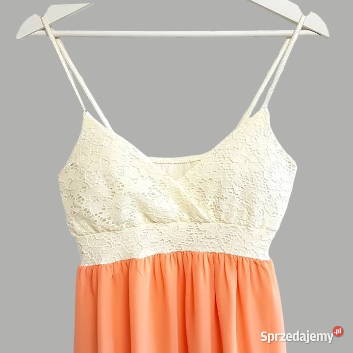 Damska sukienka białomorelowa na lato w koronkę Chrzanów