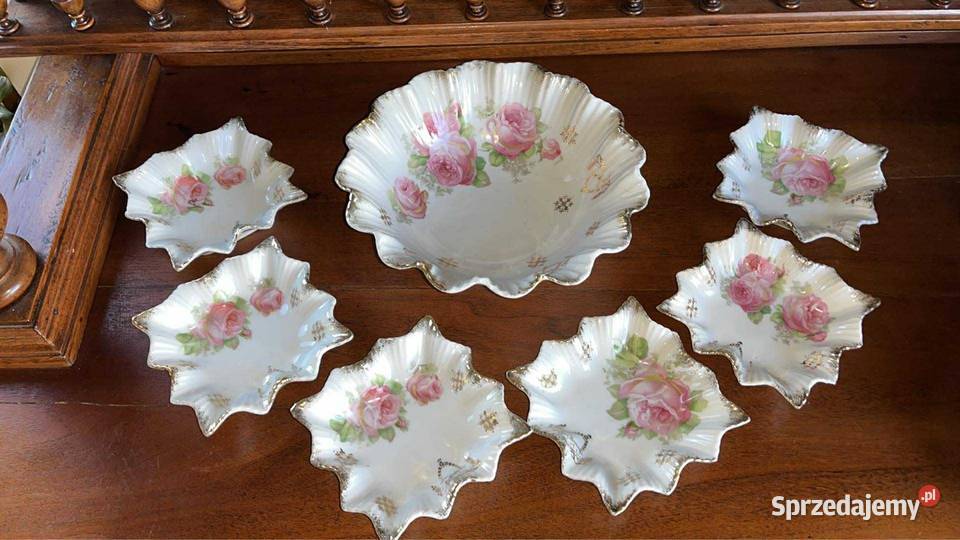 Patera misa I 6 sztuk konfiturówek Silesia Porcelana i szkło Gdańsk