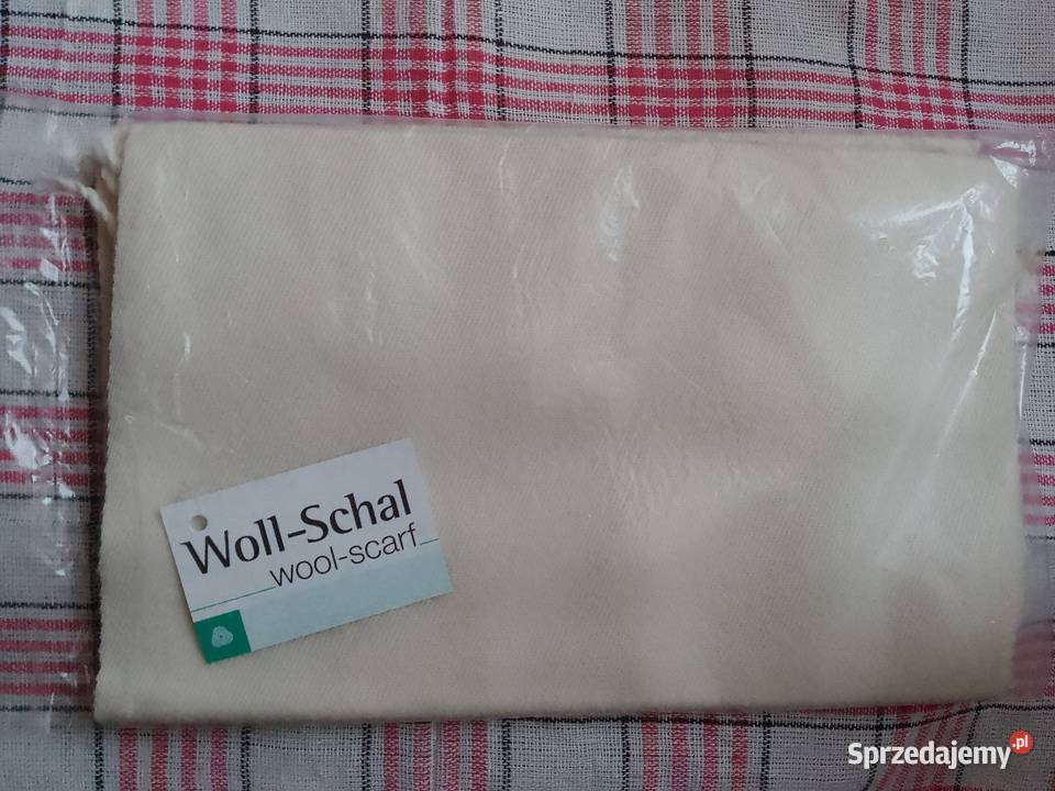 Szal szalik damski kremowy wełna