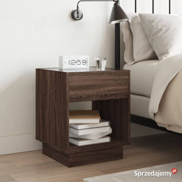 Stolik nocny z LED Infinity brązowy dąb 40x40x50 Warszawa