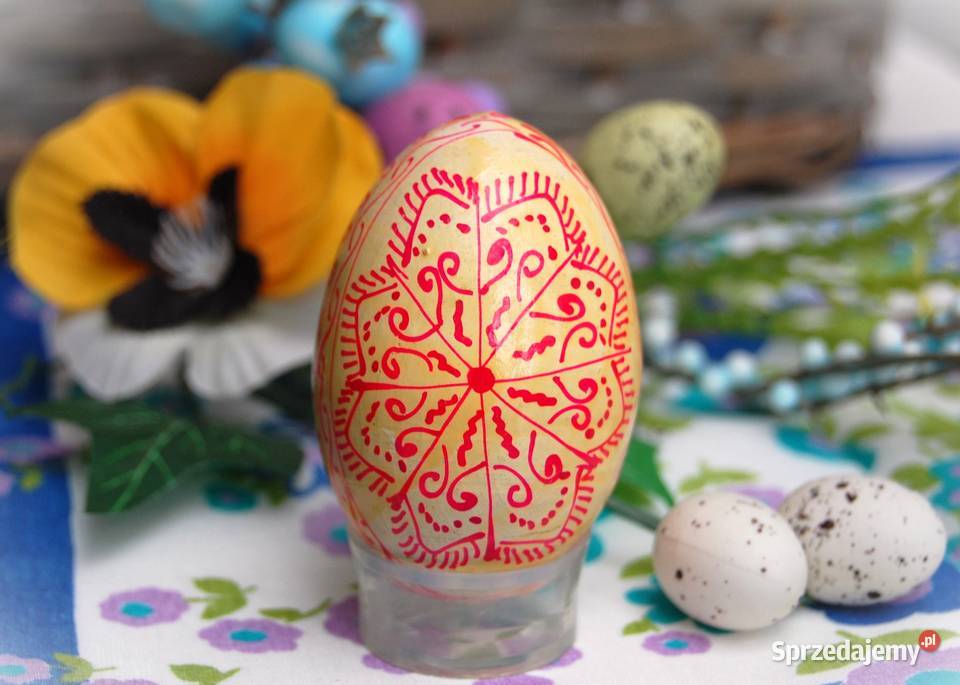 Stara pisanka drewniana ręcznie malowana Ukraina Lublin