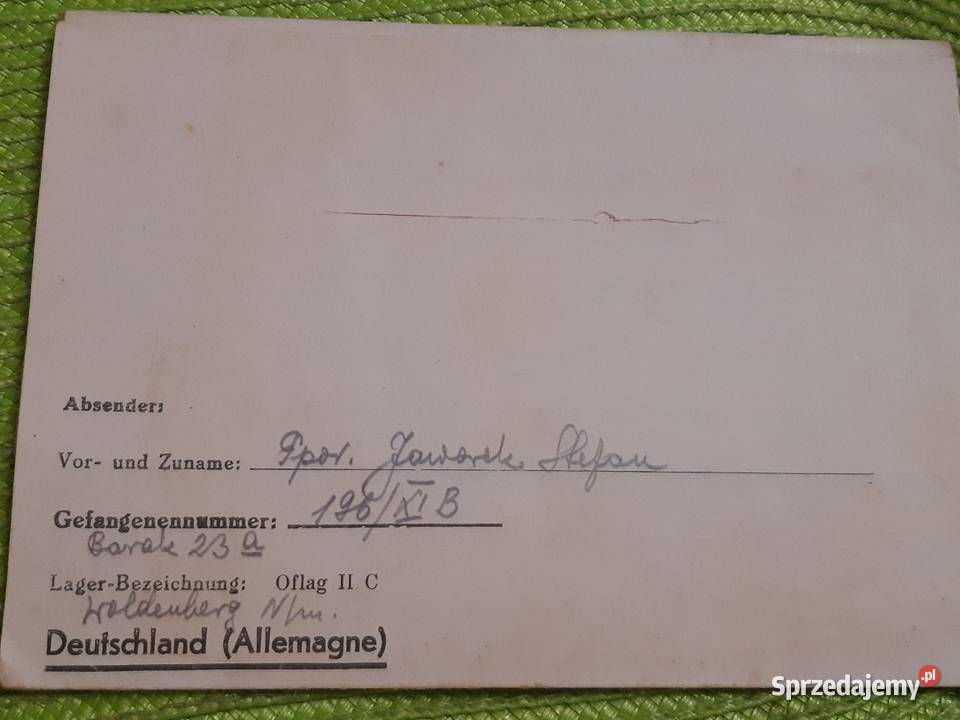 List jeńca wojennego obóz offlag II C