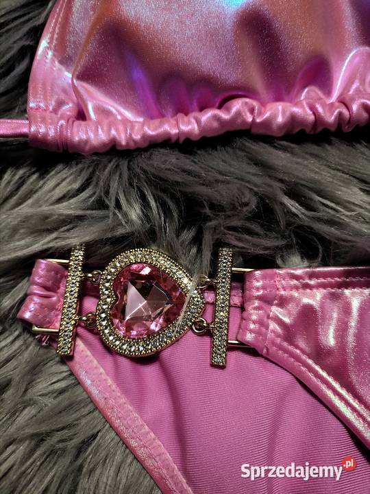Bikini strój kąpielowy różowy połysk holo dwuczęściowe Kłodzko