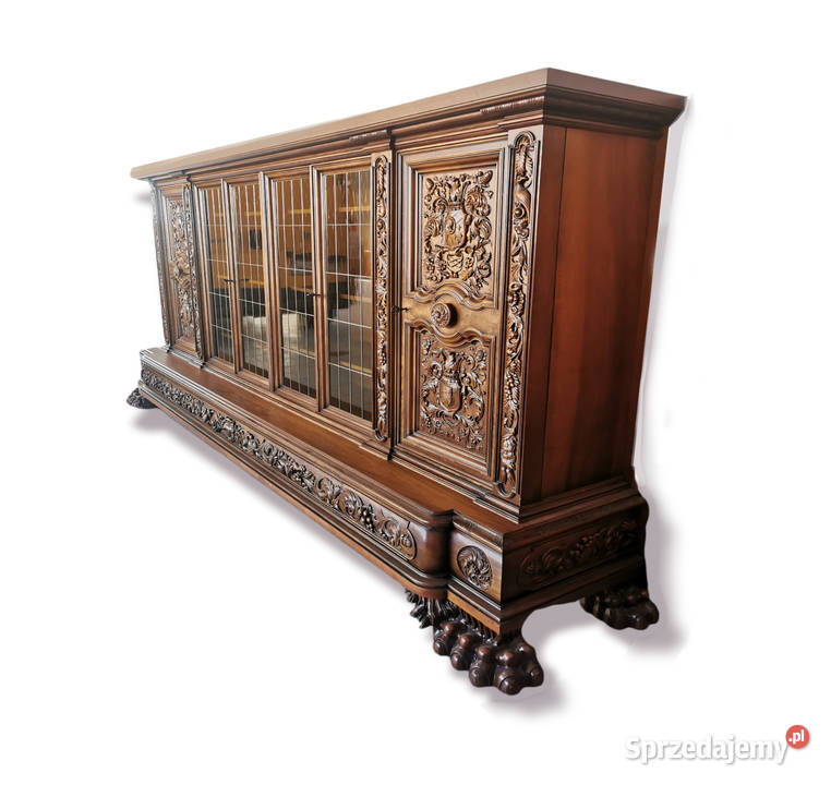 Ogromny neorenesansowy orzechowy komplet Wrocław