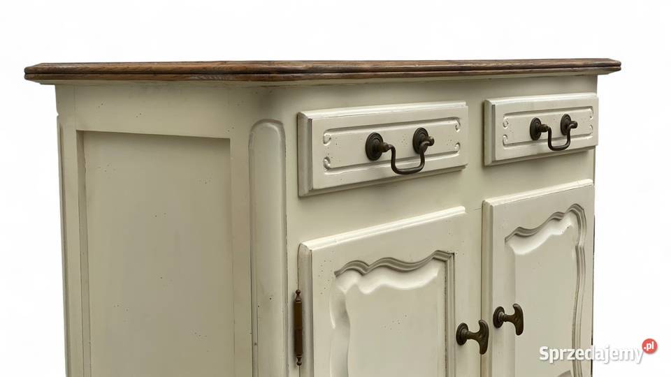 Urokliwa biała komoda rustykalna na giętych Gryfice