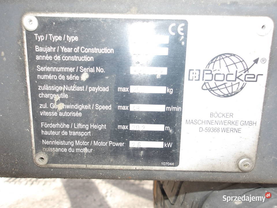 Winda dekarska wyciąg budowlany Bocker Bcker wielkopolskie Pleszew
