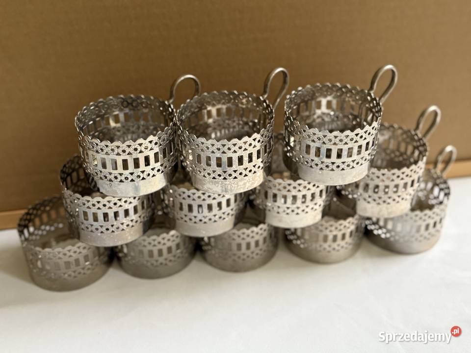 12 metalowych uchwytow do szklanek Lublin
