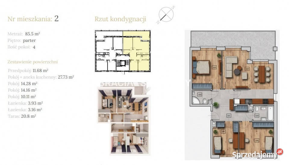 Mieszkanie 8505m2 4 pokoje Czarnochowice Dębowa