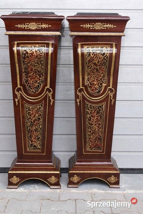 Dwa Postumenty w Stylu Boulle z Malunkami Kraków