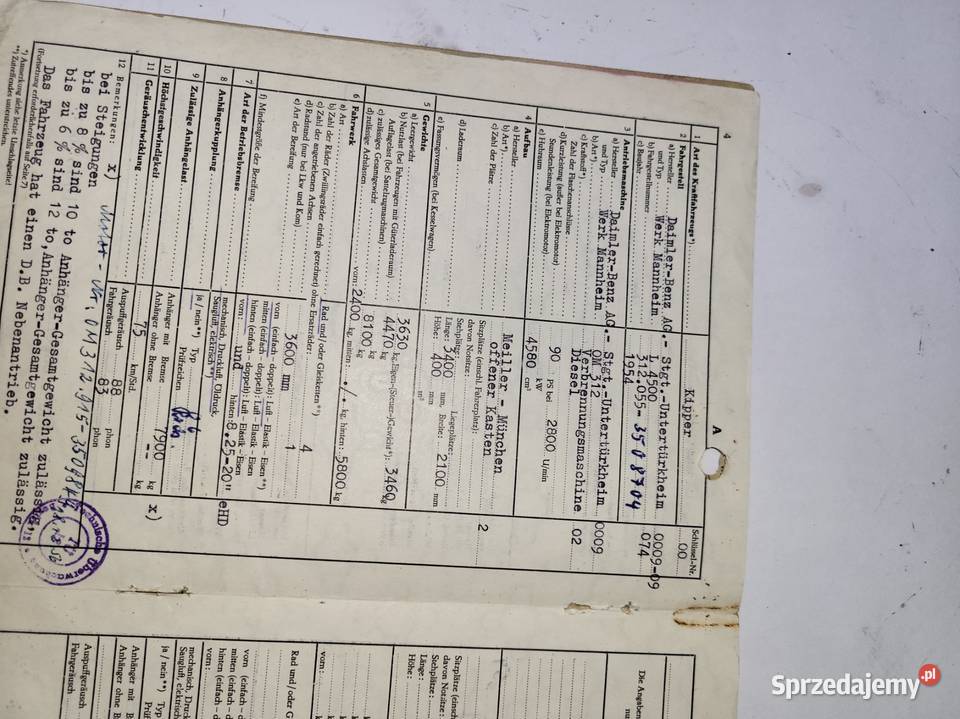 BRIF MERCEDES L4500 1954 DOKUMNETY śląskie sprzedam