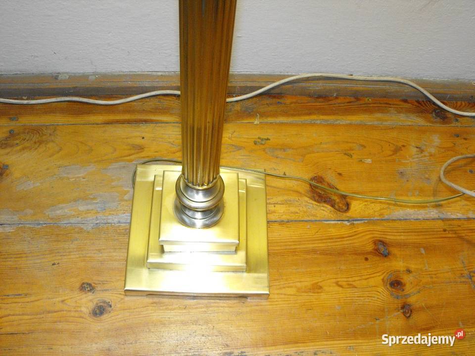 Piękna mosiężna lampa podłogowa klosz witraż w łódzkie Skierniewice