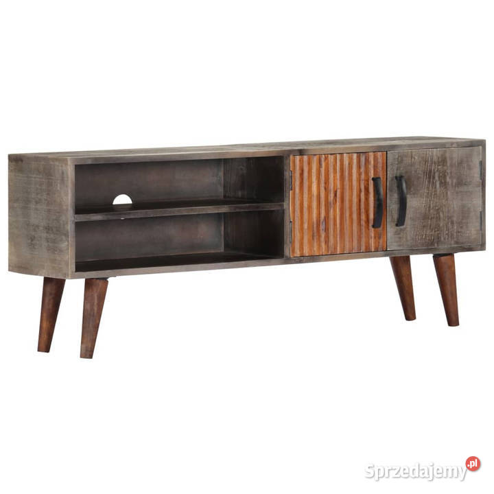 Szafka pod TV szara 130x30x46 lite surowe drewno Warszawa