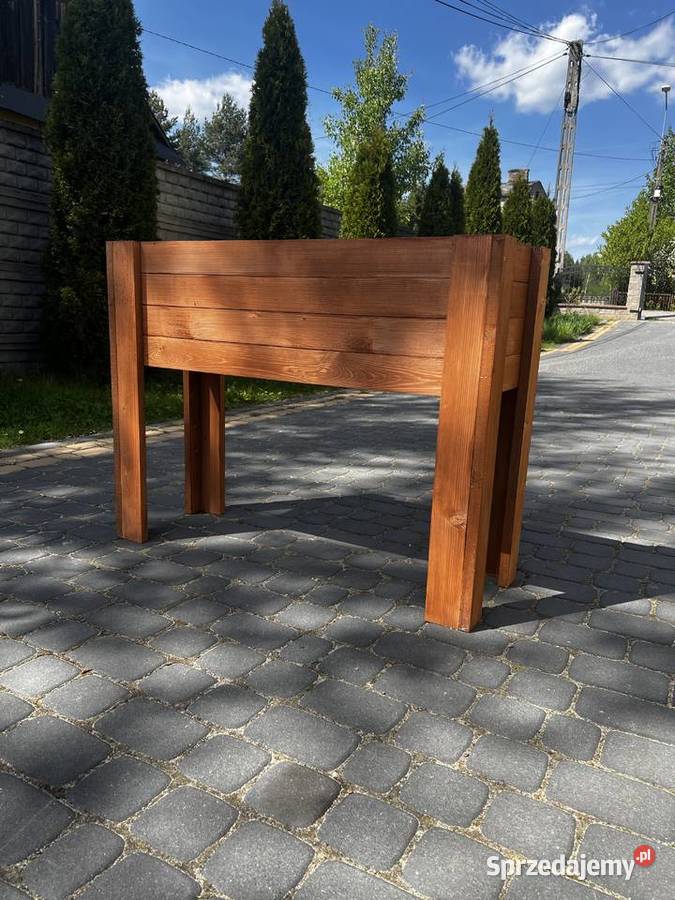 Donica drewniana na nogach na kwiaty zioła świętokrzyskie Suchedniów