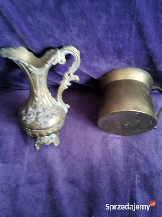 Dwa małe ozdobne dzbanki małe mosiądz metal Choszczno sprzedam