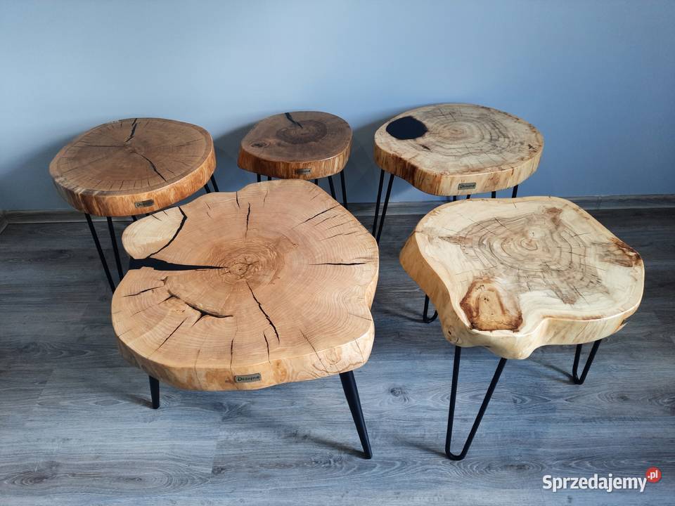 Stolik kawowy plaster drewna loft industrial dolnośląskie Długołęka