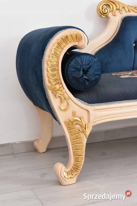 Niebieska Pałacowa Sofa Kanapa Leżanka Szezlong Kraków