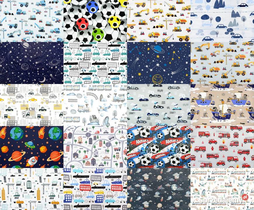 Materiały we wzory chłopięce Bawełna tkanina lubelskie Lublin sprzedam