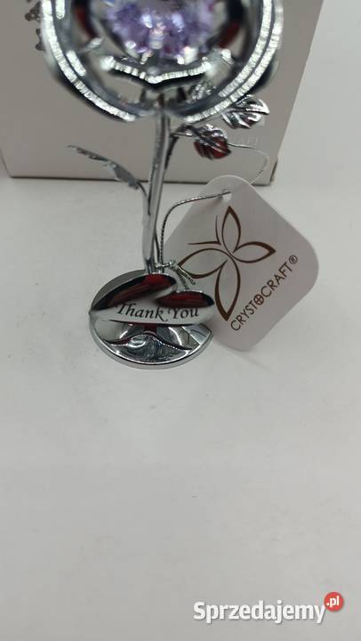 Metalowa róża z kryształkiem Thank You Zamość