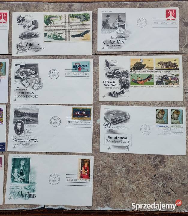 15 koperty znaczki całostki FDC USA lata 6070te sprzedam