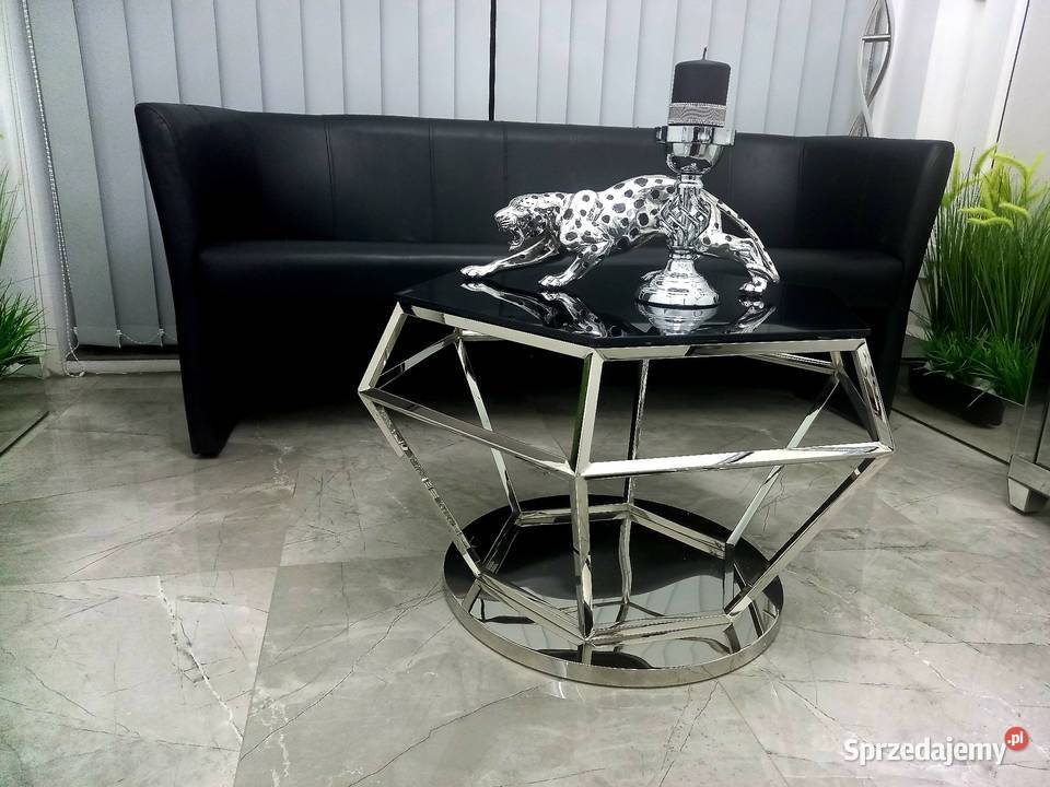 Srebrny czarny stolik kawowy ława glamour małopolskie