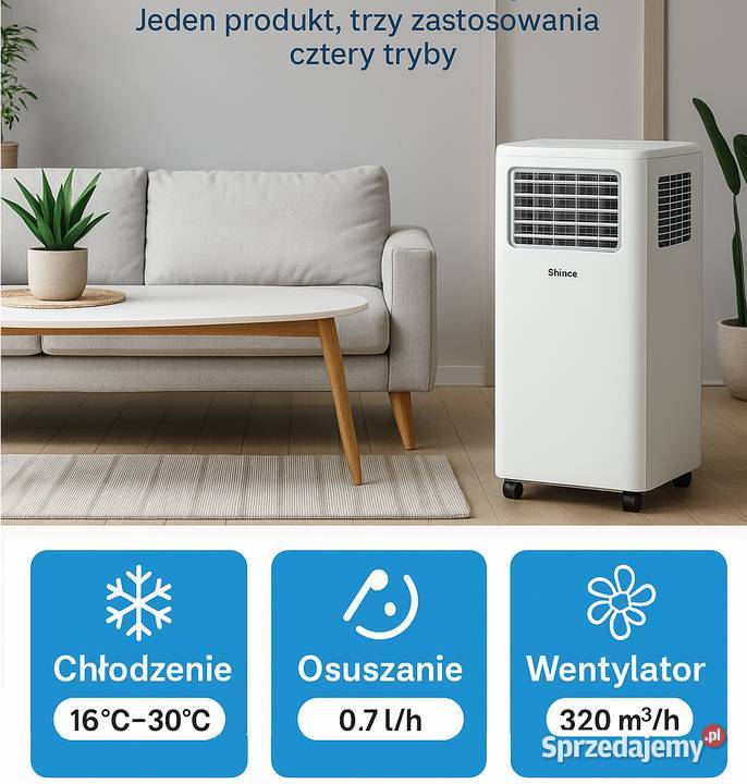 Przenośny Klimatyzator Shinco 7000 BTU 3w1 Cichy Klimatyzatory Siedlce sprzedam