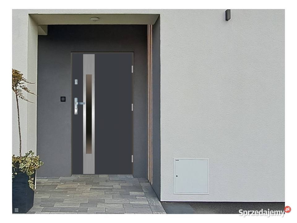 Drzwi wejściowe do domu GI22 INOX Antracyt 90 Ciemniewo