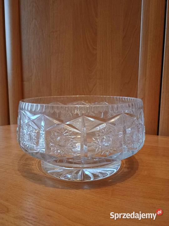 Piękna duża okrągła kryształowa misa PRL Vintage
