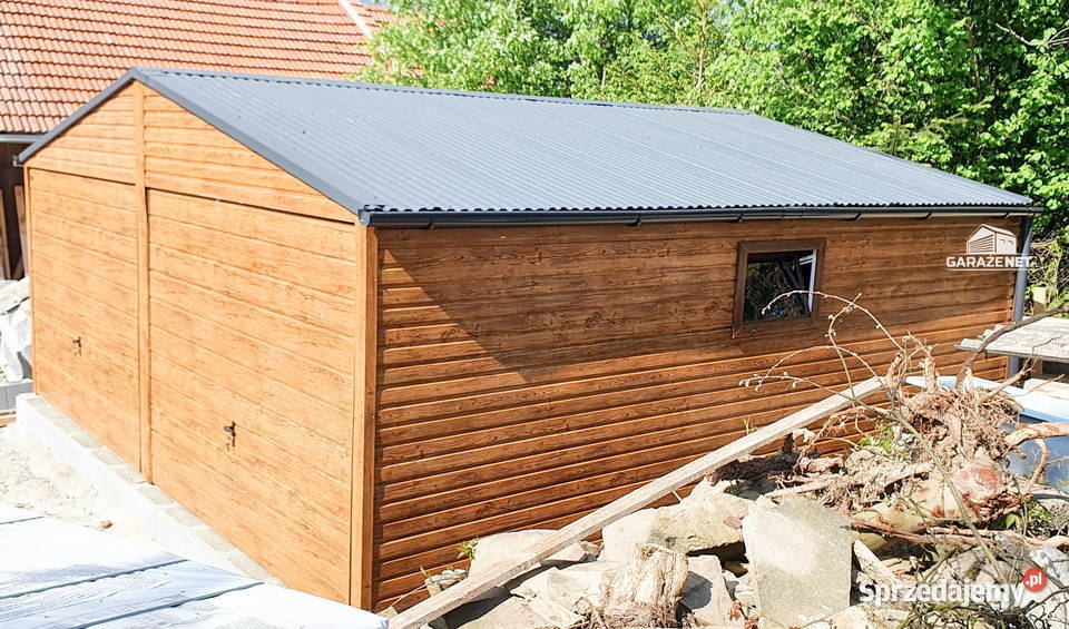 GARAŻ BLASZANY 6m x 7m DWUSPAD 2x BRAMA OKNO Łapanów