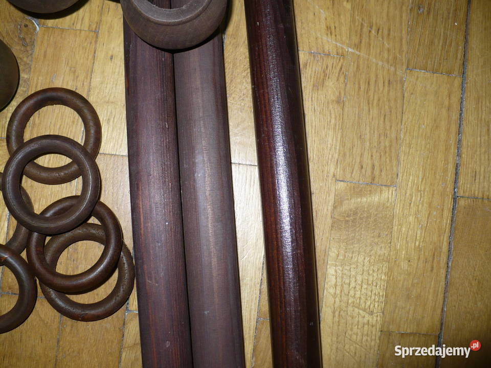 Karnisz drewniany 180 m podwójny brązowy wielkopolskie Poznań