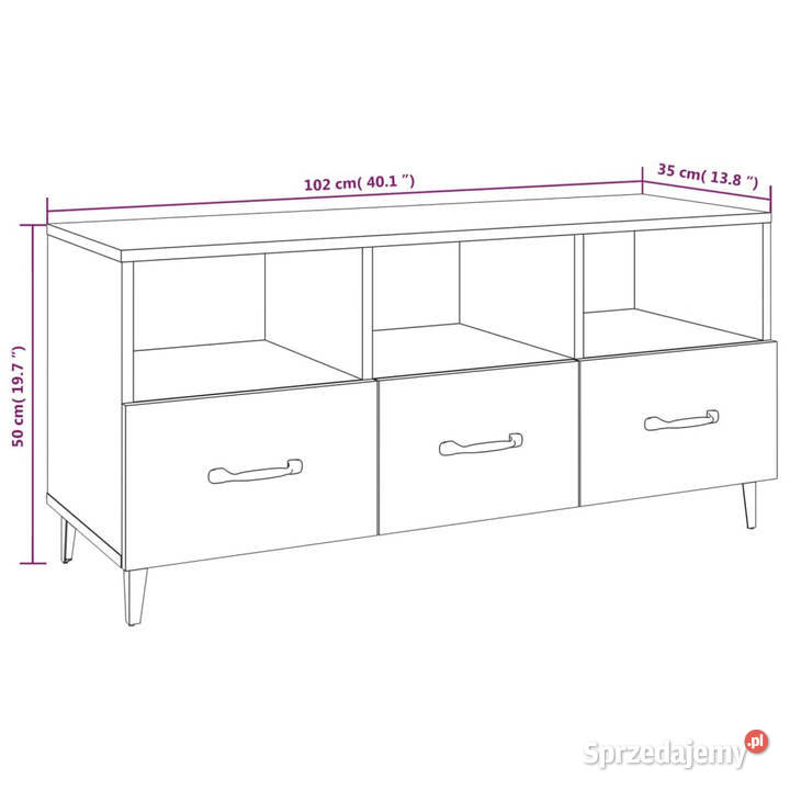 Szafka pod TV biała 102x35x50 materiał Warszawa