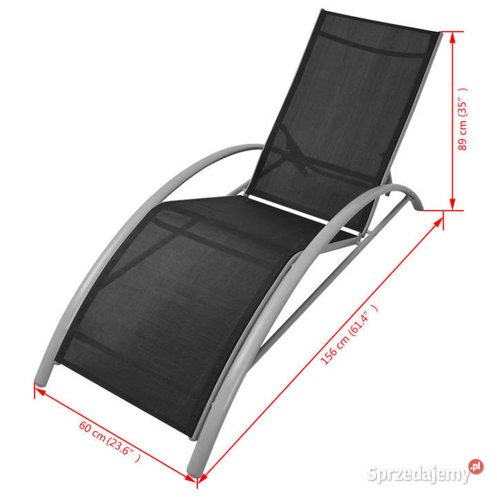 Leżaki z parasolem aluminiowe czarne WM42161 Leżaki i leżanki sprzedam