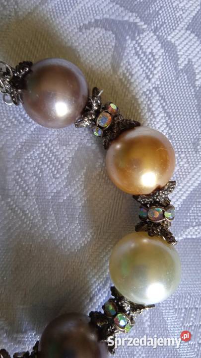 PIĘKNA PERŁOWA BIŻUTERIA NASZYJNIK I BRANSOLETA Piła