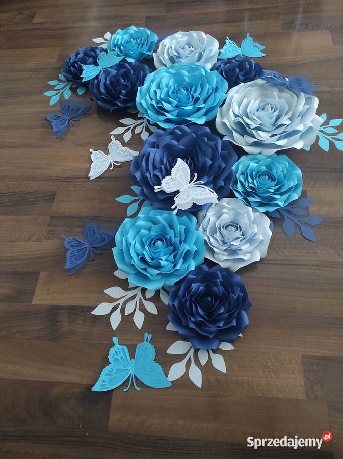 Róże z papieru 3 D niebieski wielkopolskie Lądek