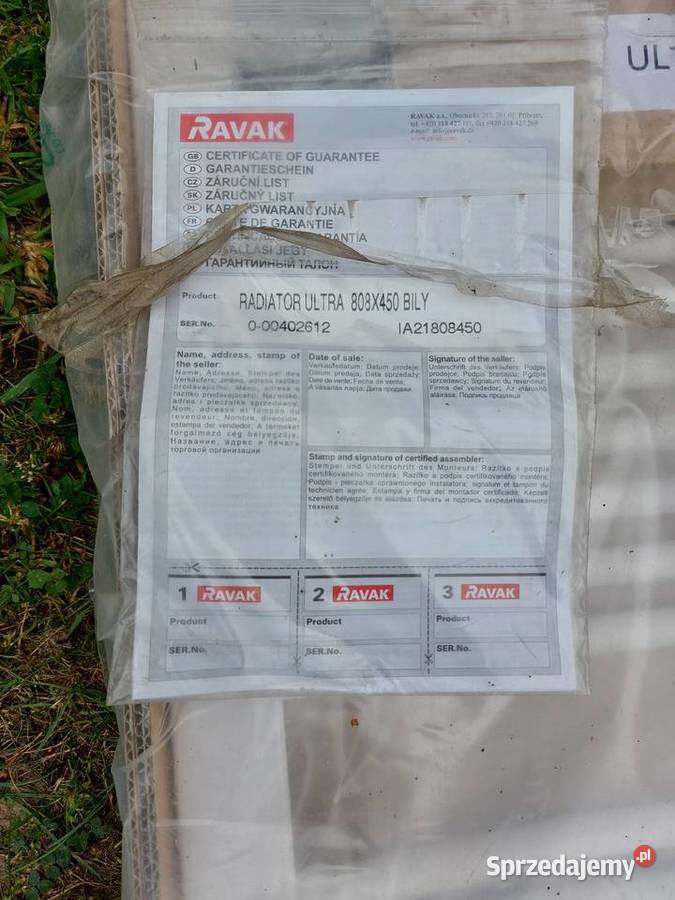 Grzejnik łazienkowy biały 808x450 Ravak Tyszowce