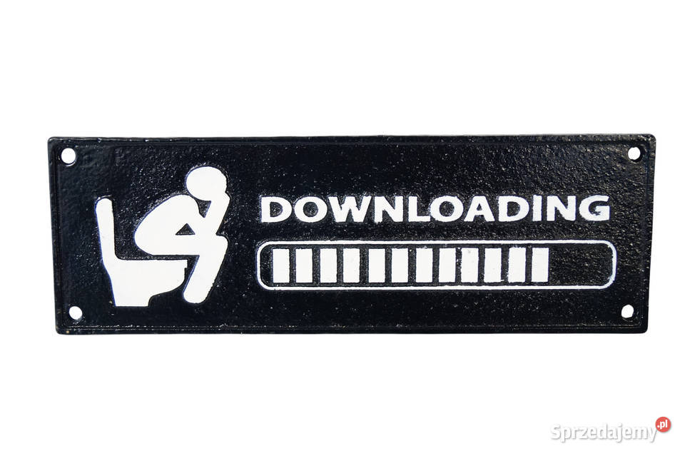 Żeliwny szyld DOWNLOADING toaleta Gizałki