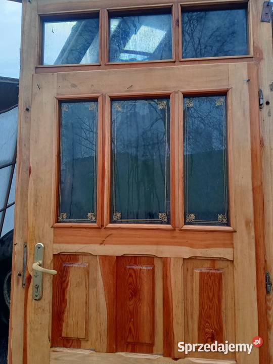 Drzwi drewniane z szybami weranda przedpokój Czernikowo