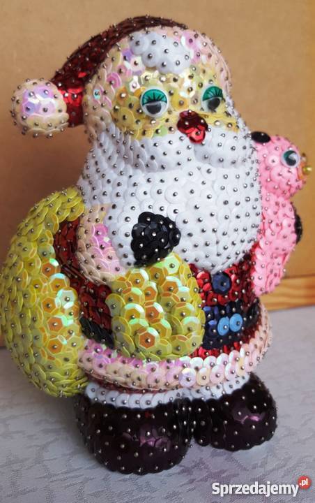 mikołaj z cekinów ozdoba Boże Narodzenie