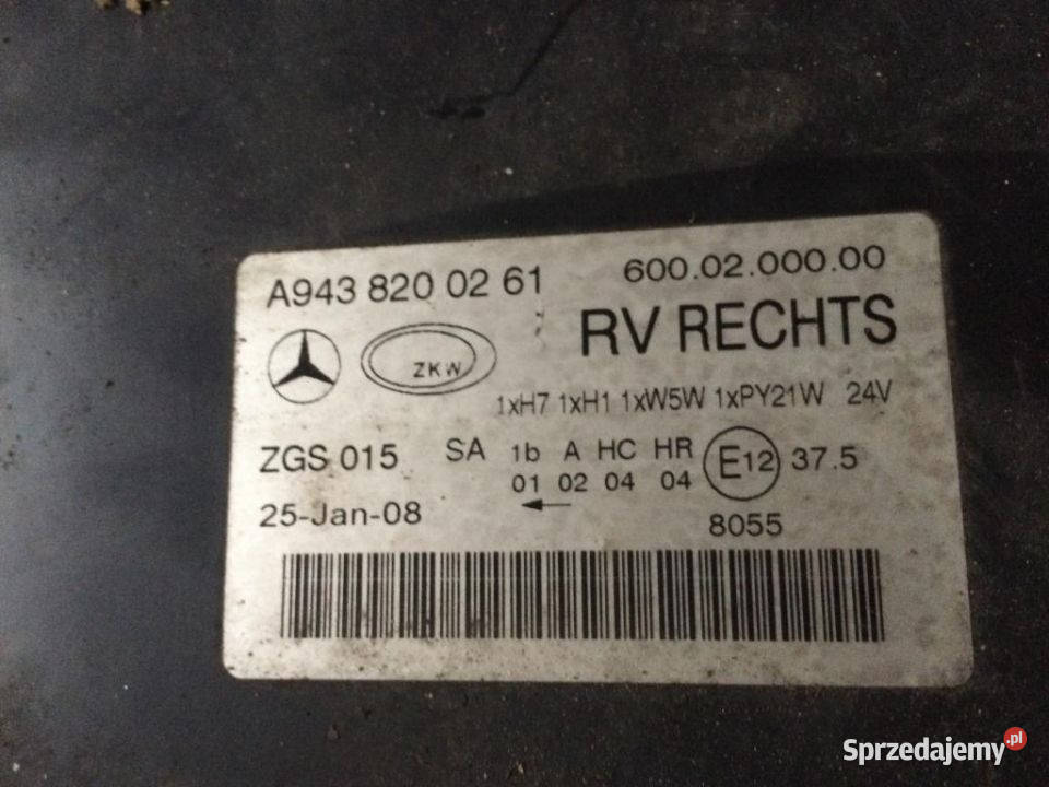 Lampa Reflektor ACTROS MP2 Pr 9438200261 Maszewo sprzedam