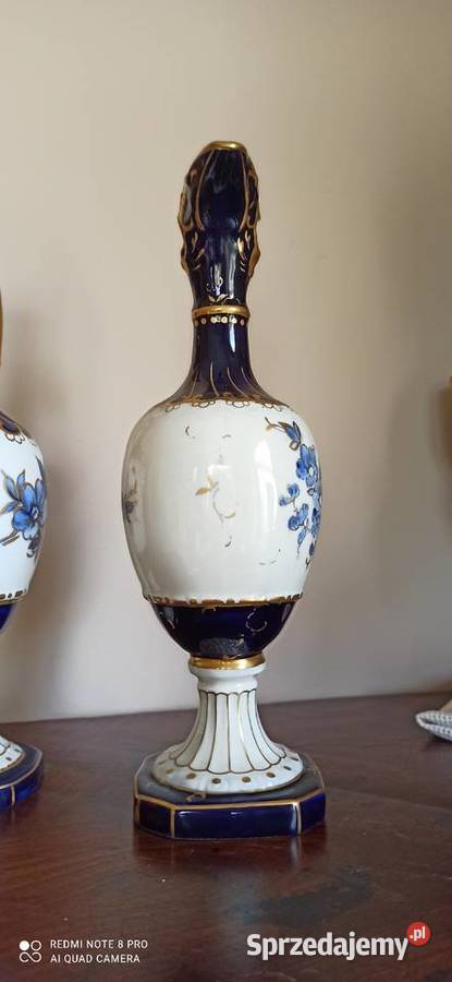 Amfora Royal Dux Czechoslovacia Ręcznie malowana Porcelana i szkło